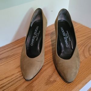 Charles Jourdan Tan Suede Heels Made in France